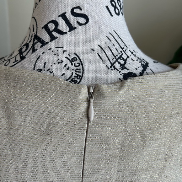 Shoshanna Metallic Abigail Pleated Sheath Dress Gold Sz 6 - Picture 9 of 16